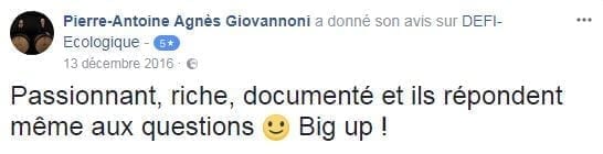 Avis d'un lecteur sur facebook