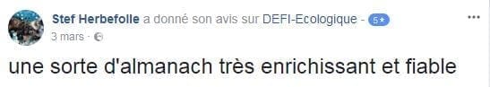 Avis d'un lecteur sur facebook